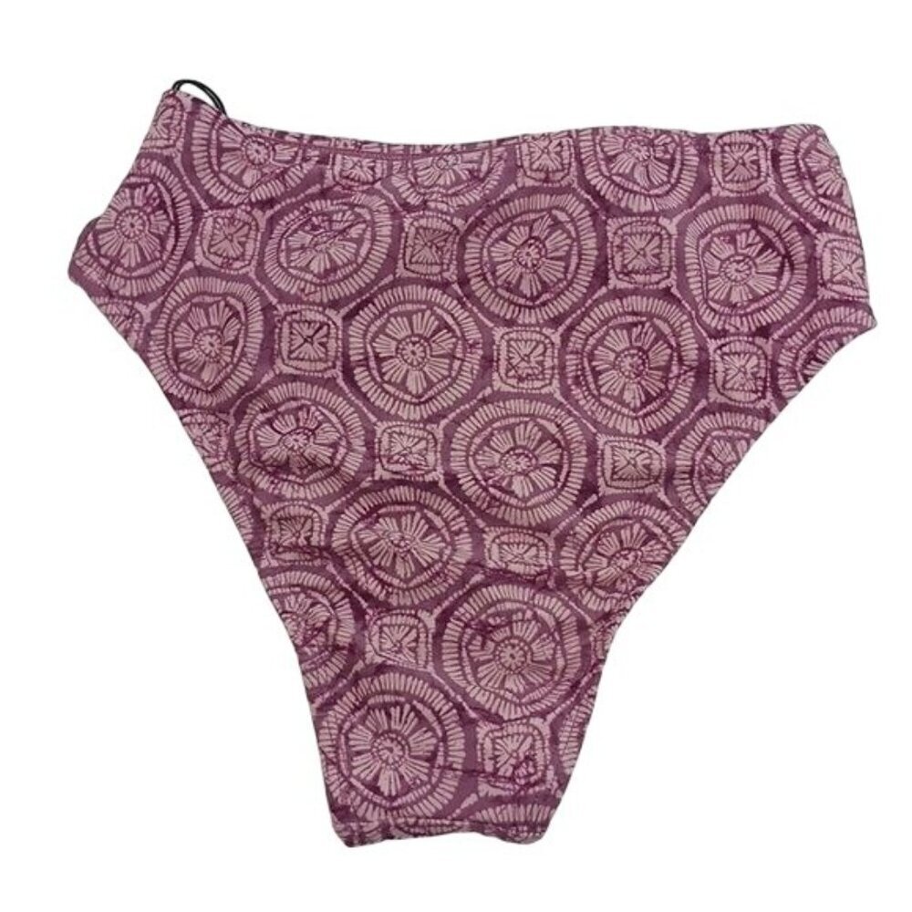 Shade & Shore Womens High Waisted Bikini Bottom Cheeky Ruffle Pink Print Size S - Picture 6 of 8
